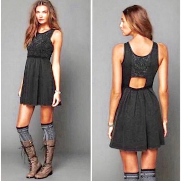 Free People Sassy Soutache Beaded Embroidered Boho Mini Dress - Picture 1 of 10